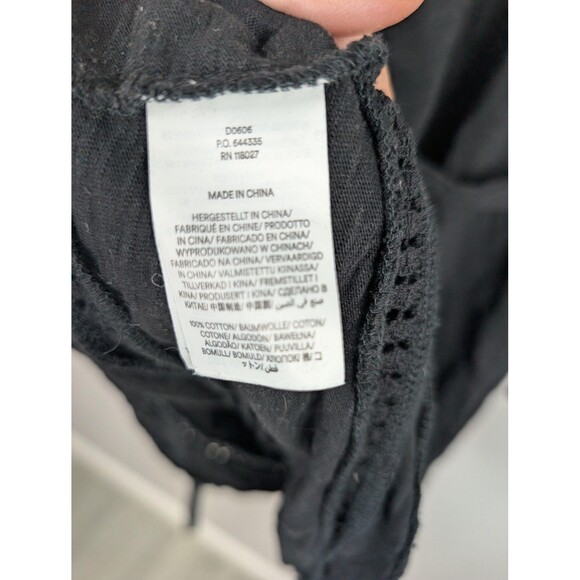 Boden Dress Womens 6 Black Puff Sleeve V Neck Cotton Tie Waist Boho Lace Eyelet - Picture 4 of 6